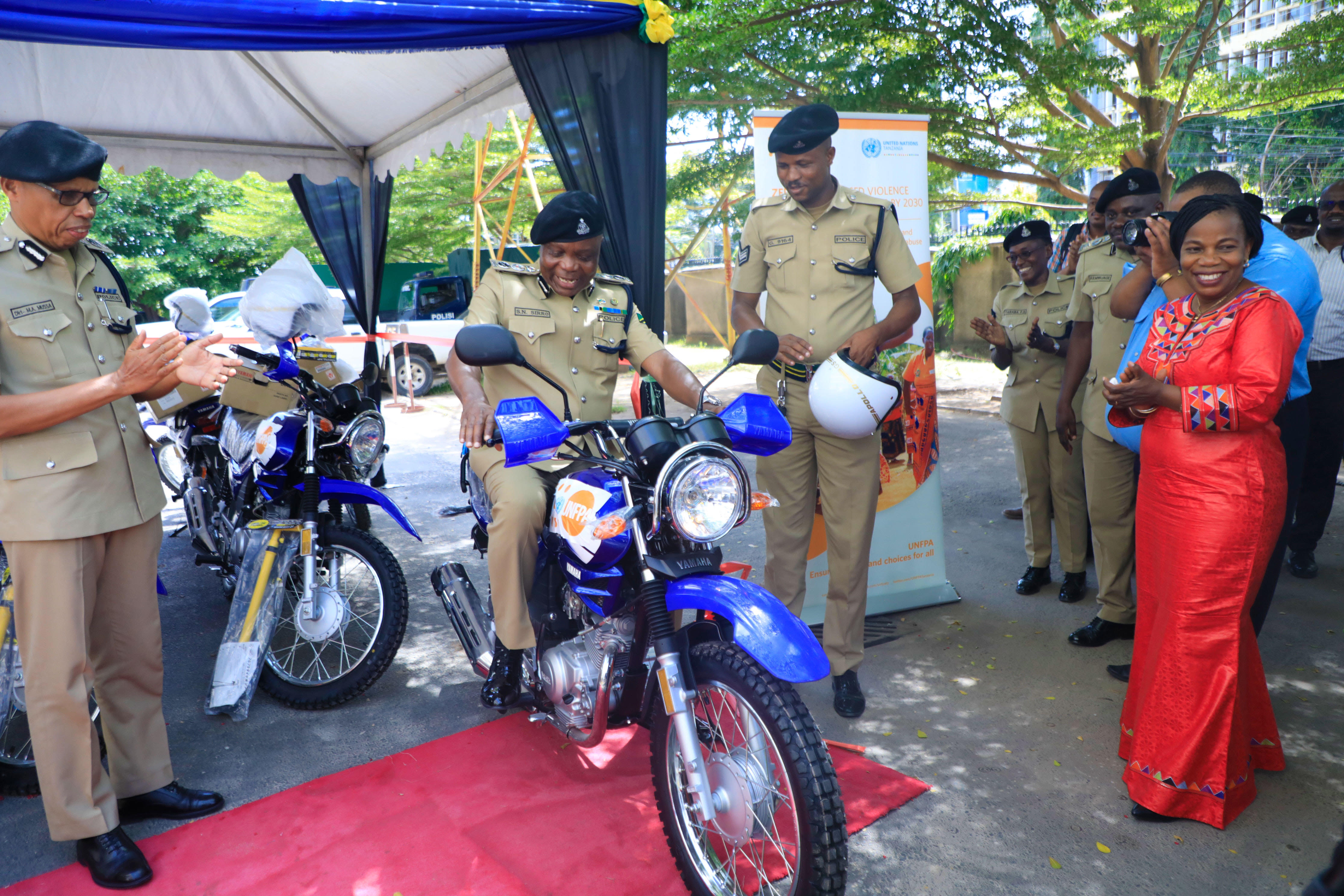 UNFPA donates ten motorbikes to Tanzania Police Force for Gender Based Violence response