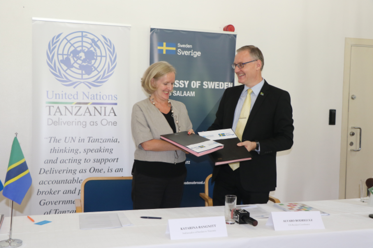 Ambassador for Sweden to Tanzania, H.E. Katarina Rangnitt and the UN Resident Coordinator, Mr. Alvaro Rodriguez
